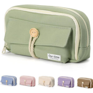 Estuche Para Lápices Verde 4 Compartimentos Alta Capacidad