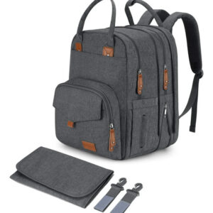 Mochila De Pañales Gris Oscuro Expandible Para Gemelos 30l Gris Oscuro Diseño De La Tela