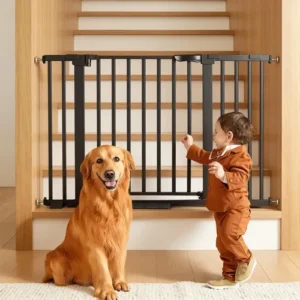 Puerta De Seguridad Para Bebés Y Mascotas 76 A 125 Cm Negra