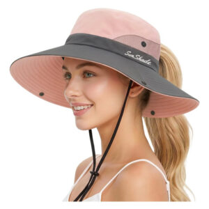 Sombrero De Sol Unisex Protección Uv Upf 50 Ala Ancha Rosa Rosa Ajustable
