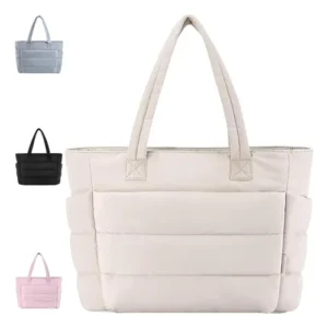 Bolso Tote Para Mujer Ligero Con Compartimentos Acolchados Beige Diseño De La Tela Acabado De Los Herrajes Color De La Correa De Hombro
