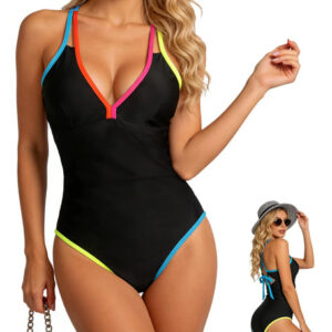 Traje De Baño Mujer Una Pieza Negro Control Abdominal Ajusta