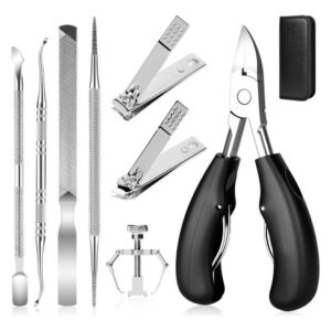 Kit De Pedicura 8 Pcs Alicates Cortauñas Inoxidable Negra