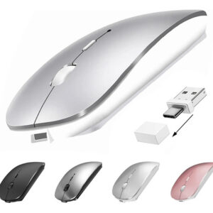 Mouse Inalámbrico Bluetooth Tipo C Recargable Para Laptop Plata
