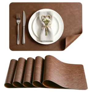 Set De 6 Manteles Individuales De Cuero Sintético Antidesliz