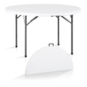 Mesa Plegable Redonda Blanca Para 5 A 7 Personas Uso Exterio Blanco