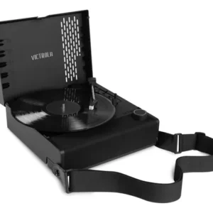 Tocadiscos Portátil Bluetooth Negro 12 Horas Batería 3 Veloc Negro
