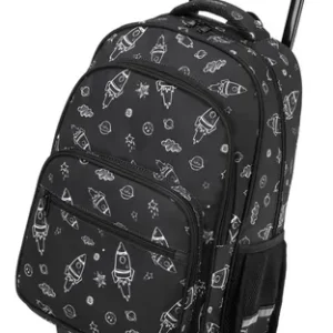 Mochila Escolar Con Ruedas Resistente Al Agua 17 Litros 6 Bo Cohetes Diseño De La Tela