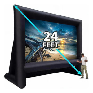 Proyector Inflable 7,32 M Para Cine En Exterior E Interior Blanco/negro