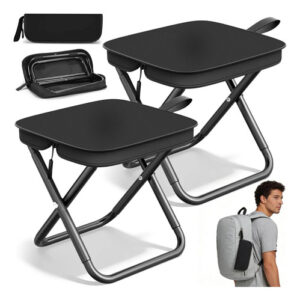 Silla Plegable Portátil 2 Piezas Ideal Para Playa Y Camping Negro