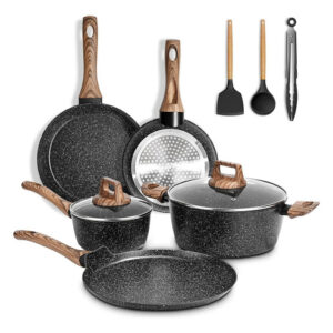 Juego De 10 Ollas Y Sartenes Antiadherentes Para Cocina Negro