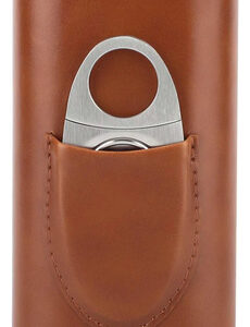 Estuche De Cigarros De Cuero 3 Dedos Con Cortador Marrón