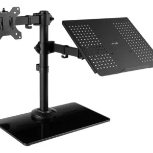 Soporte Para Monitor Y Portátil Ajustable Base De Vidrio Neg Negro