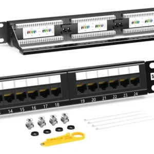 Panel De Parcheo 24 Puertos Cat 5e Conectores Rj45 Ethernet