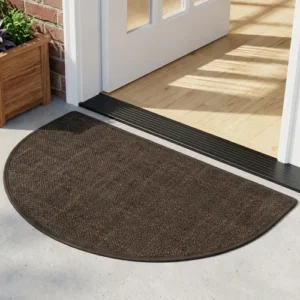 Felpudo Semicircular Antideslizante Resistente Para Entrada 23 Cm 18 Cm Café