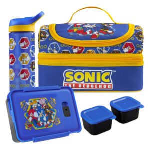 Caja De Almuerzo Para Niños Sonic 3 Piezas Con Bolsa Aislant