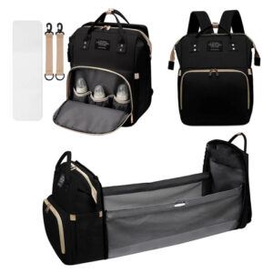 Mochila Pañalera Impermeable Gran Capacidad Color Negro Negro Diseño De La Tela