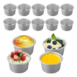 10 Moldes Redondos De Aluminio Para Repostería 9 7cm 10 Pcs Plateado
