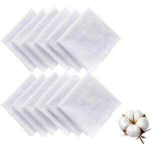 Pañuelos De Algodón Para Hombre 12 Piezas 40x40 Cm Blanco