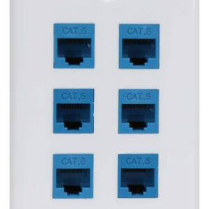 Placa De Pared Ethernet Cat 6 De 6 Puertos Color Blanco