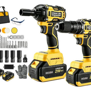 Kit Taladro Y Llave De Impacto Inalámbricos 21v 1000 Nm 2 Ba