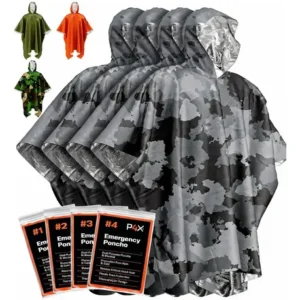 Poncho De Emergencia Impermeable Camuflaje Para Camping 4 Un Gris Camo 4 Unidades