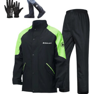 Abrigo Impermeable Para Motociclista Unisex Reflectante 360 Negro Positivo