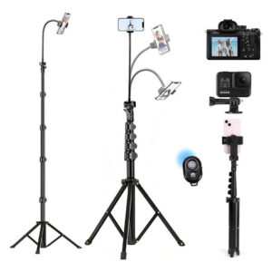 Trípode Para Celular Extensible 76 Pulgadas Cuello Flexible Negro