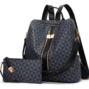 Mochila Para Mujer Antirrobo Gran Capacidad Color Negro Negro Diseño De La Tela