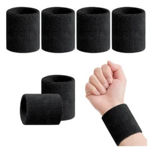 Muñequeras De Sudor Algodón 3 Pares Para Deportes Gimnasio Negro Talla