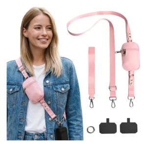 Correa Para Celular Crossbody Con Cartera Desmontable Rosa