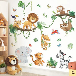Calcomanías De Pared Animales Selva Para Niños 2 Piezas Mult Multi