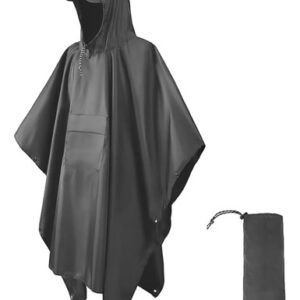 Poncho Impermeable Unisex 3 En 1 Con Capucha Y Bolsillos Gris Ajusta Bien