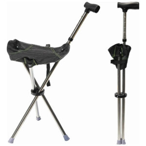 Bastón Con Asiento Portátil Altura Ajustable Hasta 96 Cm 350 Negro (34 -38 )