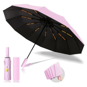 Paraguas Plegable Automático Resistente Al Viento Y Uv Rosa