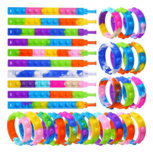 Juego Antiestrés 50 Piezas Pulseras Silicona Multicolor 23.5 Color
