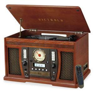 Tocadiscos Bluetooth 7 En 1 3 Velocidades Con Grabador Cd Mahogany