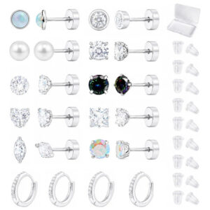 Aretes Acero Inoxidable 12pcs Hipoalergénicos Para Mujeres