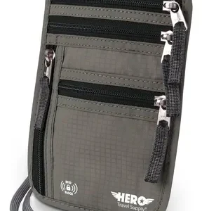 Portafolios Para El Cuello Con Bloqueo Rfid Y 2 Compartiment Gris (army Grey) Diseño De La Tela