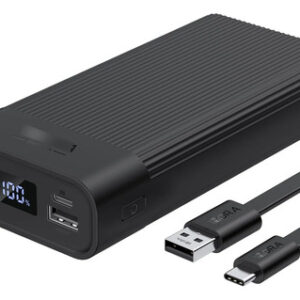 Batería Portátil 20000mah Carga Rápida 4 Puertos Usb C Y Mic Negra
