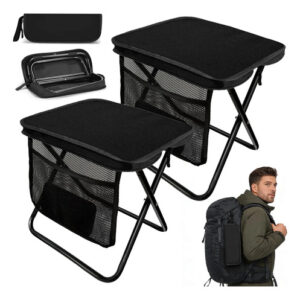 Taburete Plegable Portátil Negro Para Camping Y Jardinería Negro