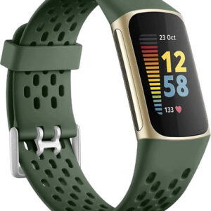 Correa Deportiva Para Fitbit Charge 5 Ajustable Transpirable Verde Oscuro 7 Cm