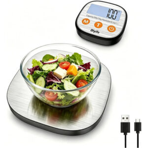 Báscula De Cocina Recargable 15kg Pantalla Lcd Dividida