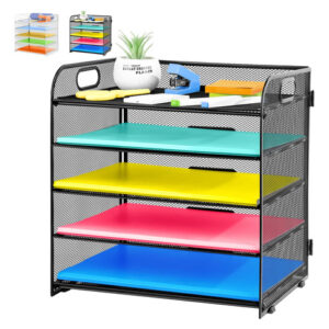 Organizador De Escritorio 5 Niveles Metal Negro Con Asa Port