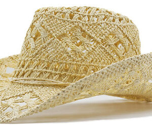 Sombrero Vaquero De Paja Beige Tejido A Mano Verano 56-58 Cm