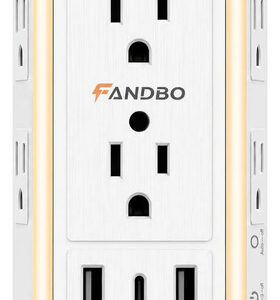 Multicontacto Pared 9 En 1 Con Usb Y Luz Nocturna 1700j