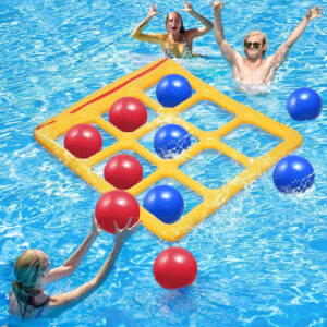 Juego Inflable De Tres En Raya Para Piscina Con 10 Pelotas