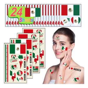 Tatuajes Temporales Bandera Mexicana 24 Hojas Impermeables