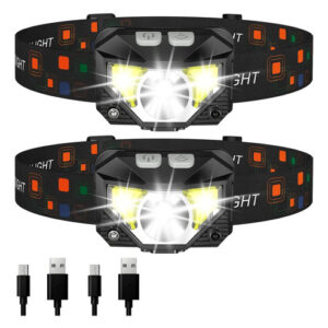 Lámpara De Cabeza Recargable Led 8 Modos Ipx4 Para Exterior Negro
