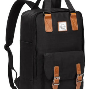 Mochila Vintage Hombre Resistente Al Agua Para Universidad 3 Negro Diseño De La Tela